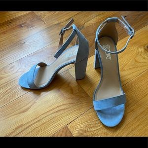 Blue suede strappy heels